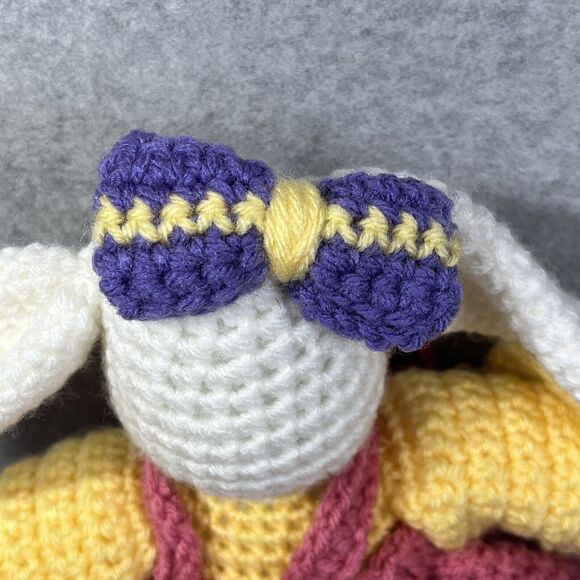 Amigurumi Rabbit 18” Crochet Esther Bunny Easter Decor Pink Yellow Handmade - Picture 10 of 11